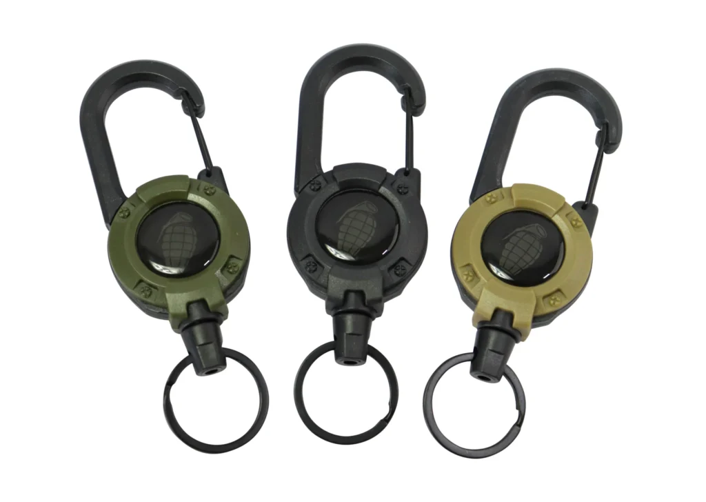 Heavy Duty Retractable Carabiner – Olive Green/Black